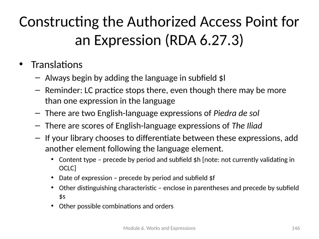 Describing works and expressions Module 6 Prepared - slide 146 of 163