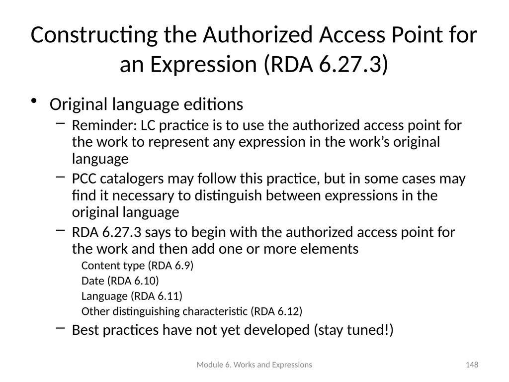 Describing works and expressions Module 6 Prepared - slide 148 of 163