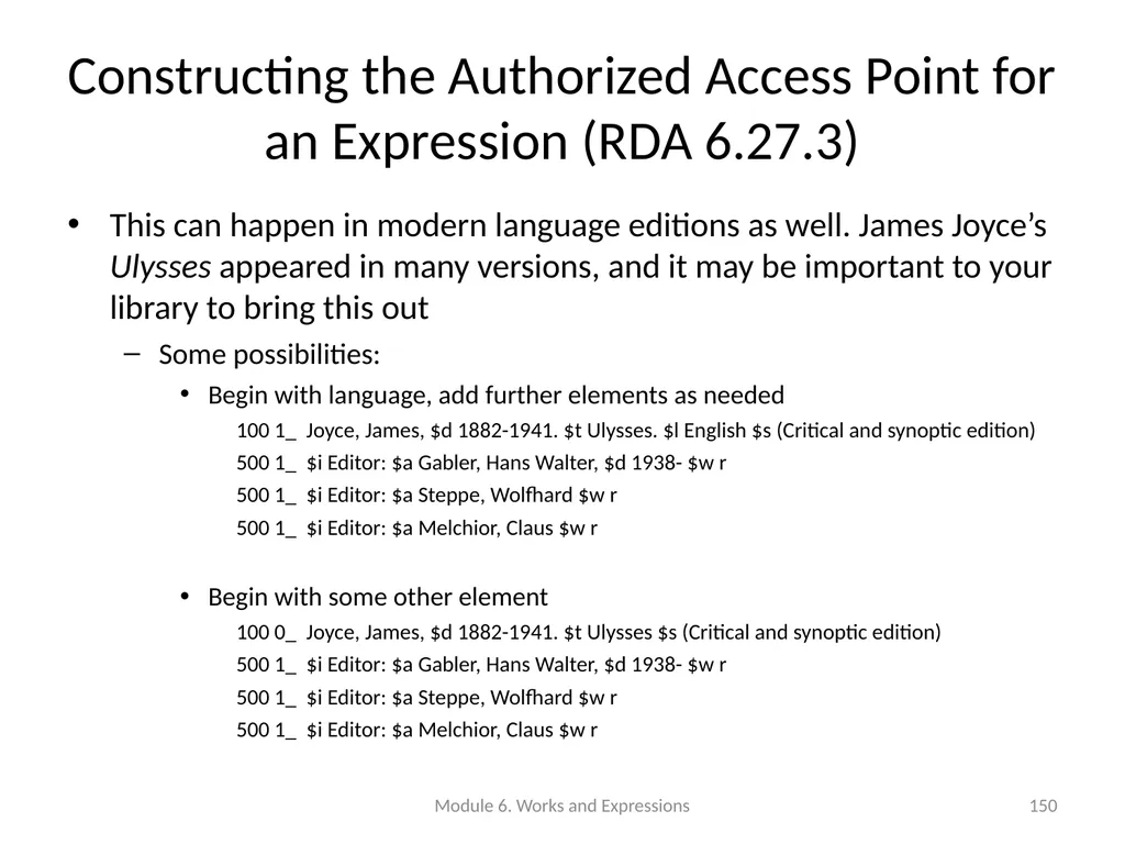 Describing works and expressions Module 6 Prepared - slide 150 of 163