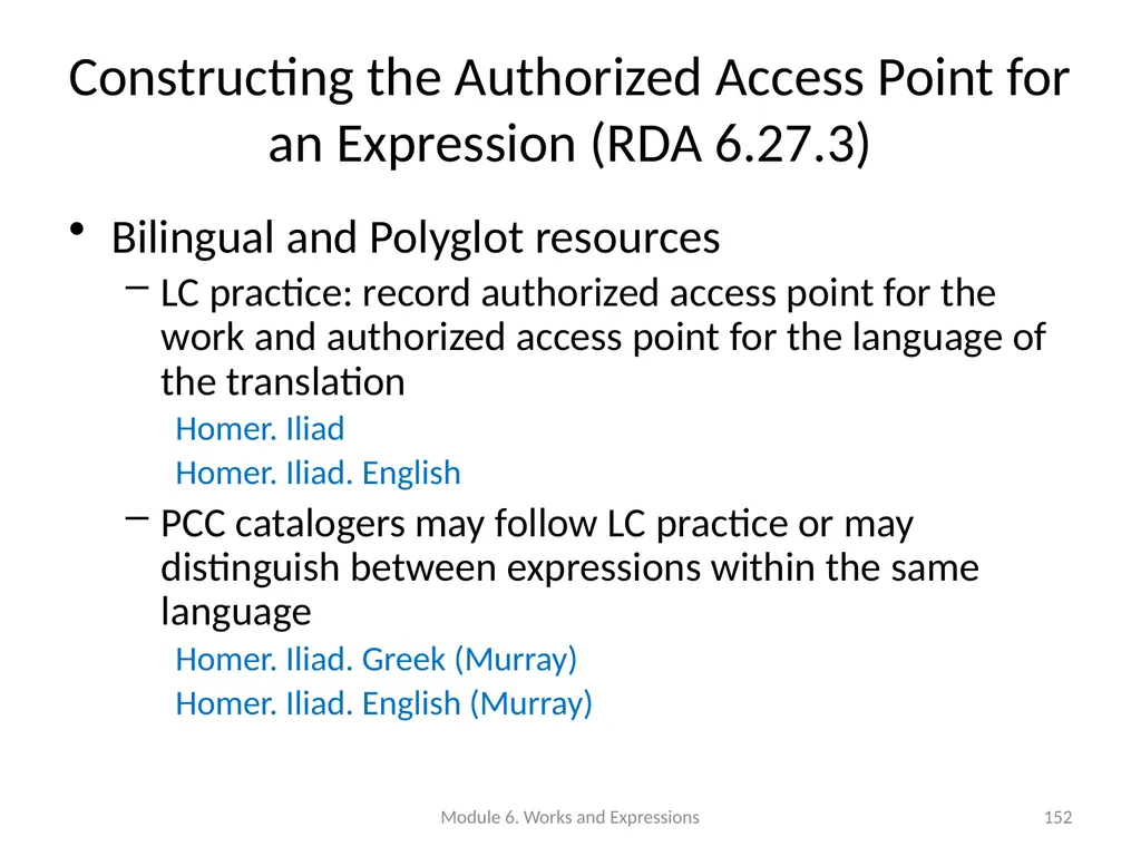 Describing works and expressions Module 6 Prepared - slide 152 of 163
