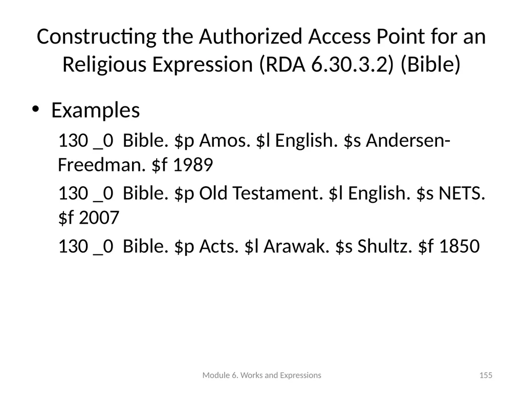 Describing works and expressions Module 6 Prepared - slide 155 of 163