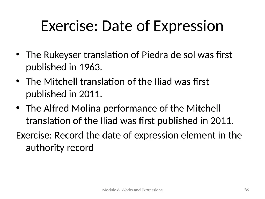 Describing works and expressions Module 6 Prepared - slide 86 of 163