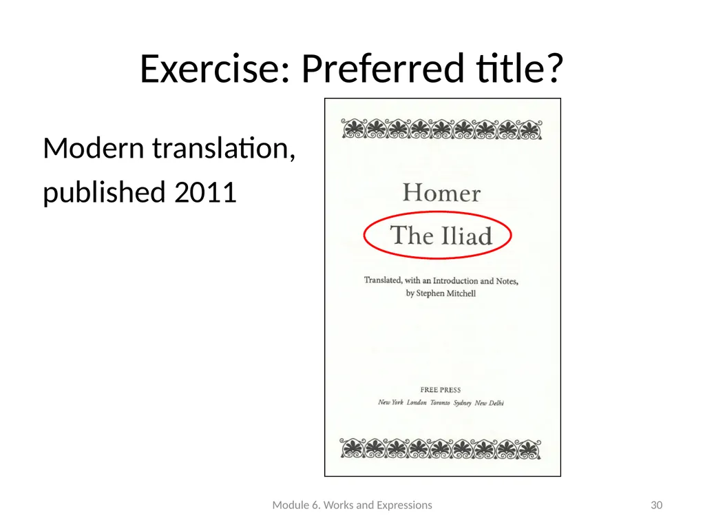 Describing works and expressions Module 6 Prepared - slide 30 of 163