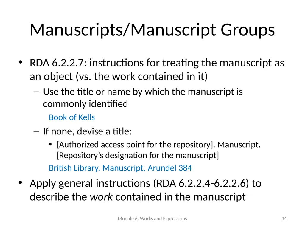 Describing works and expressions Module 6 Prepared - slide 34 of 163