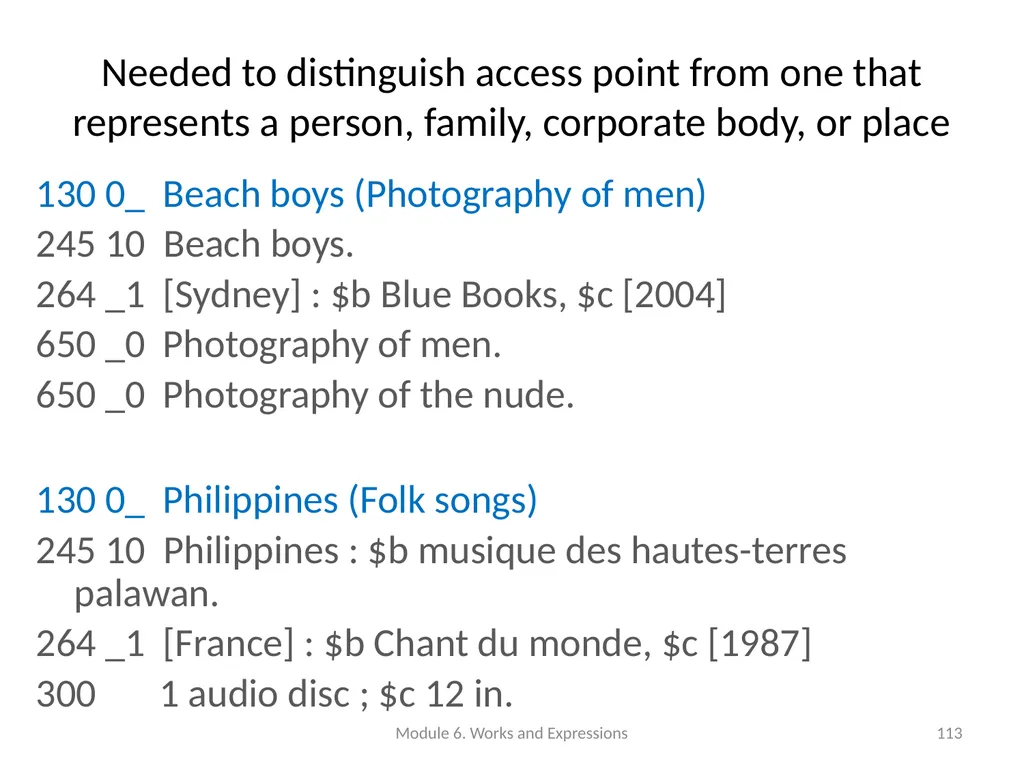 Describing works and expressions Module 6 Prepared - slide 113 of 163