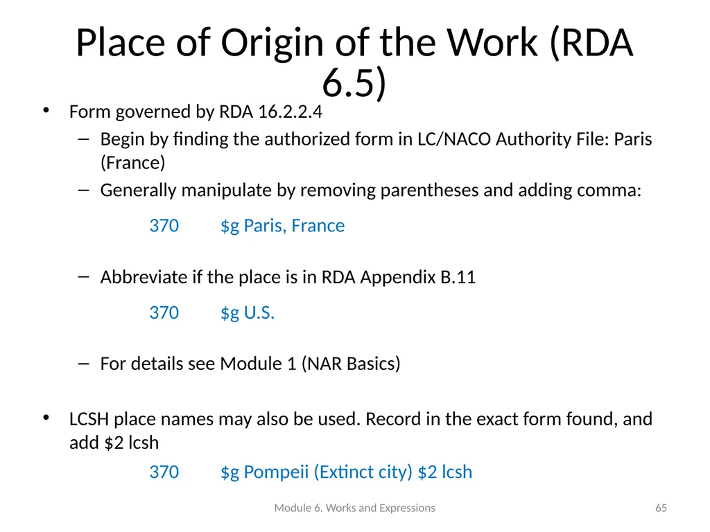 Describing works and expressions Module 6 Prepared - slide 65 of 163