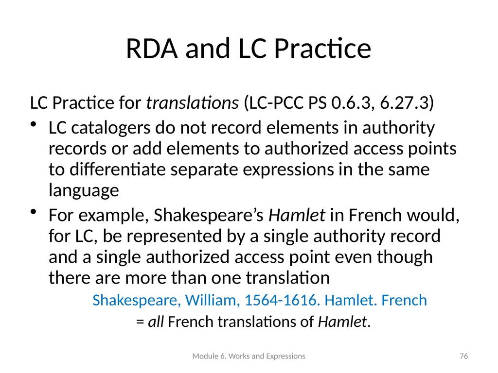 Describing works and expressions Module 6 Prepared - slide 76 of 163