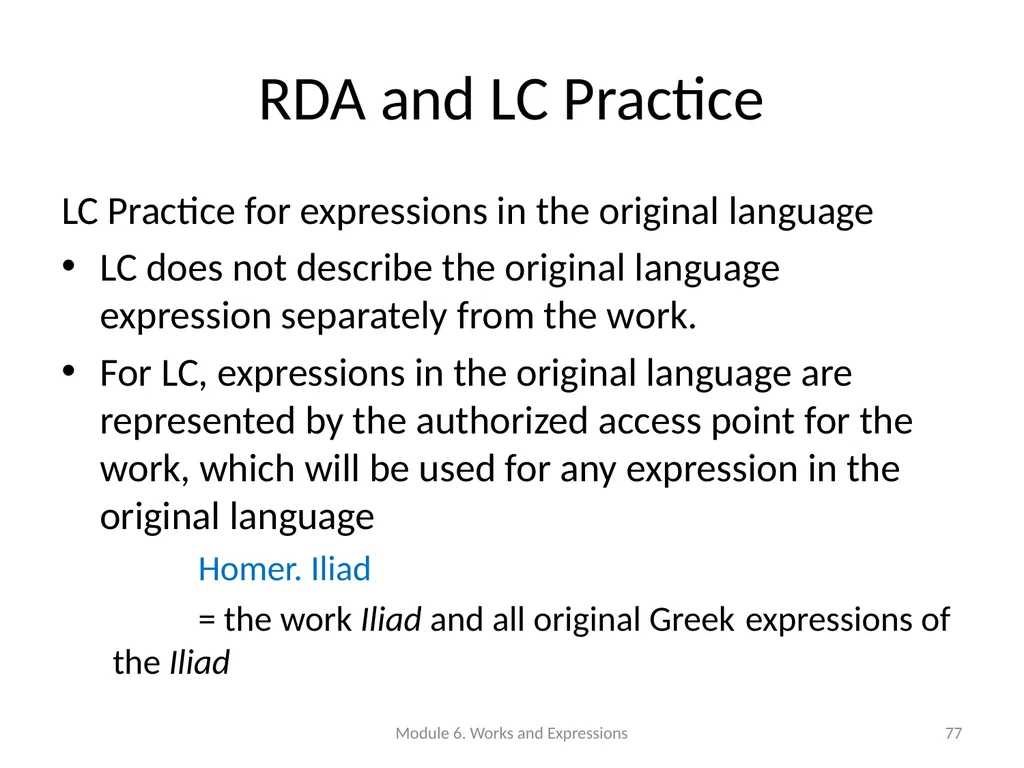 Describing works and expressions Module 6 Prepared - slide 77 of 163