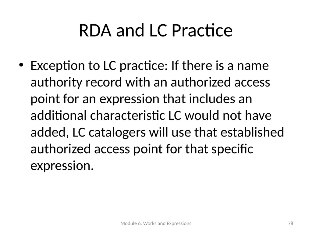 Describing works and expressions Module 6 Prepared - slide 78 of 163