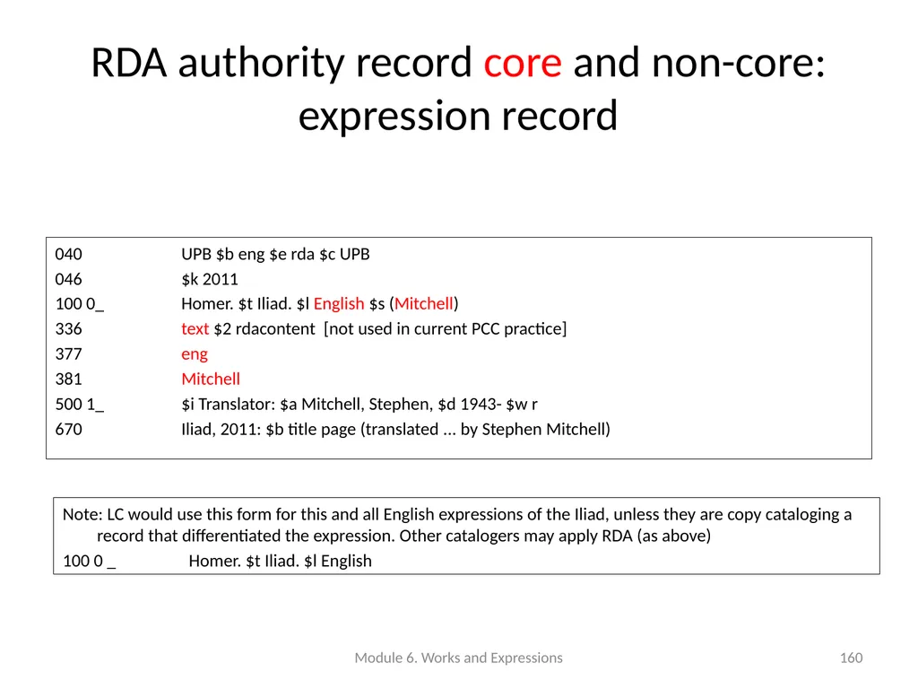 Describing works and expressions Module 6 Prepared - slide 160 of 163