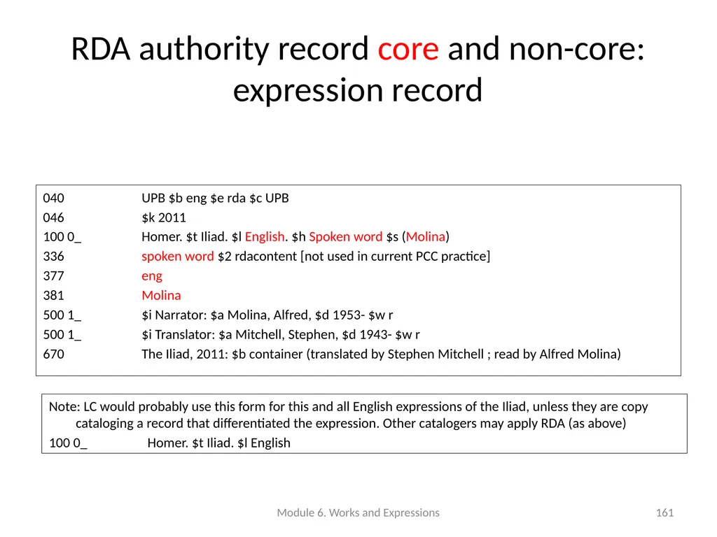 Describing works and expressions Module 6 Prepared - slide 161 of 163
