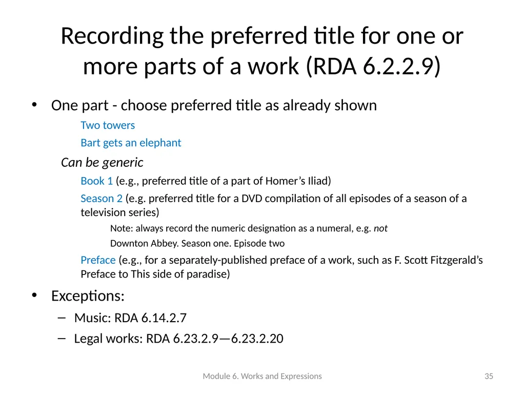 Describing works and expressions Module 6 Prepared - slide 35 of 163