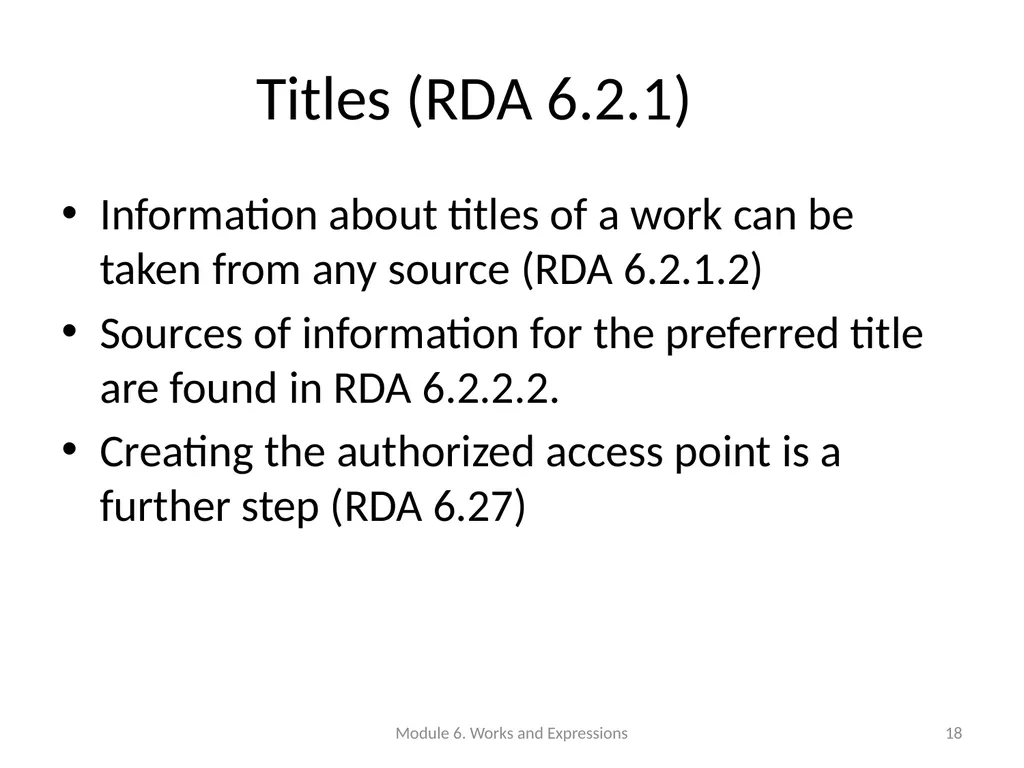 Describing works and expressions Module 6 Prepared - slide 18 of 163