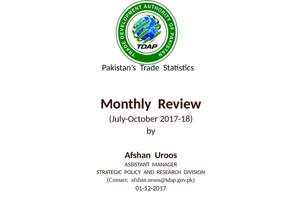 Pakistan’s Trade Statistics Monthly Review