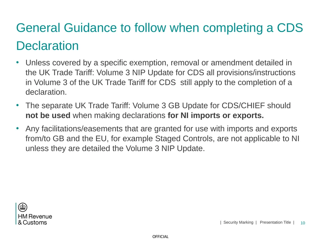 CDS NI Tariff Supplement Module Jan 2021 1 | - slide 10 of 39