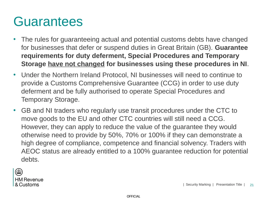 CDS NI Tariff Supplement Module Jan 2021 1 | - slide 21 of 39