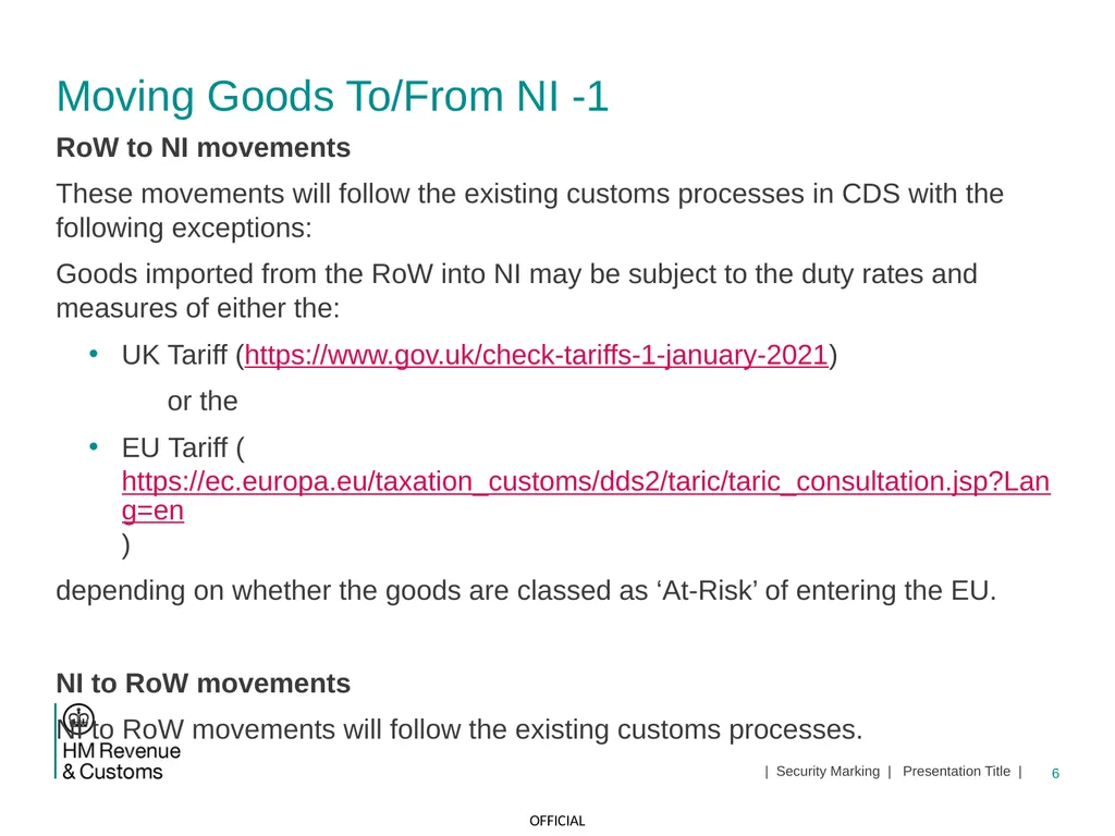 CDS NI Tariff Supplement Module Jan 2021 1 | - slide 6 of 39