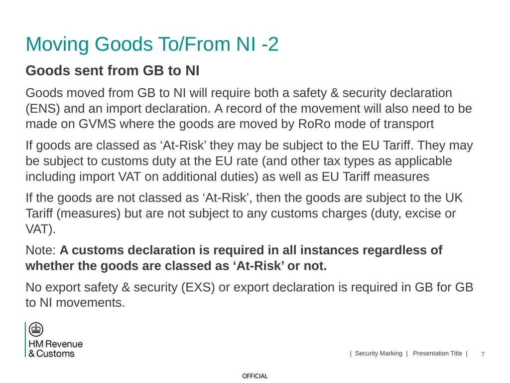 CDS NI Tariff Supplement Module Jan 2021 1 | - slide 7 of 39