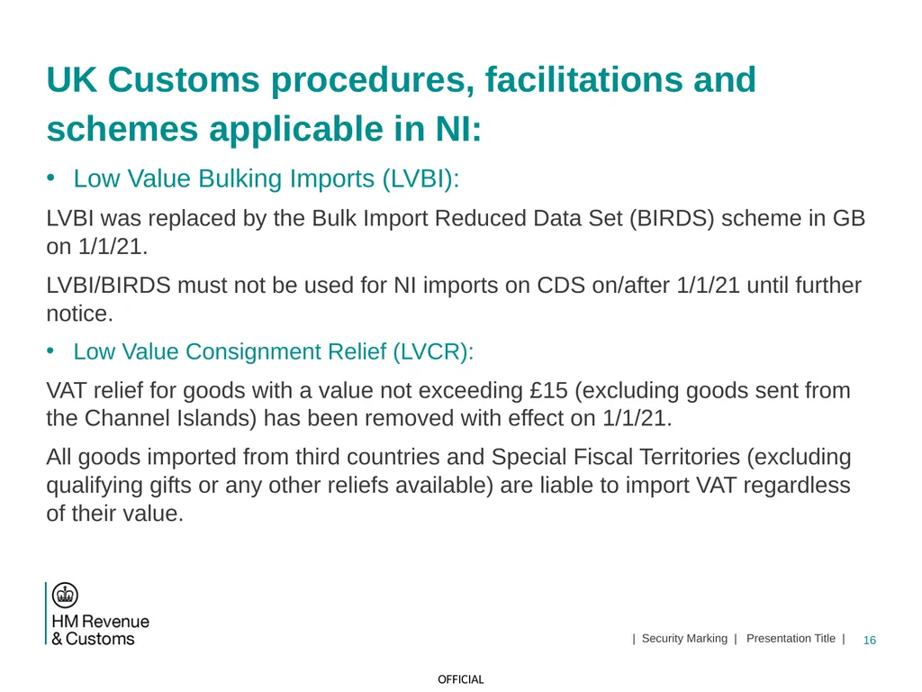 CDS NI Tariff Supplement Module Jan 2021 1 | - slide 16 of 39