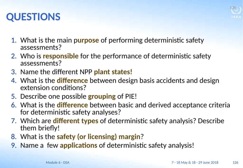 Module VI Deterministic safety analysis F. Adorján - slide 126 of 127