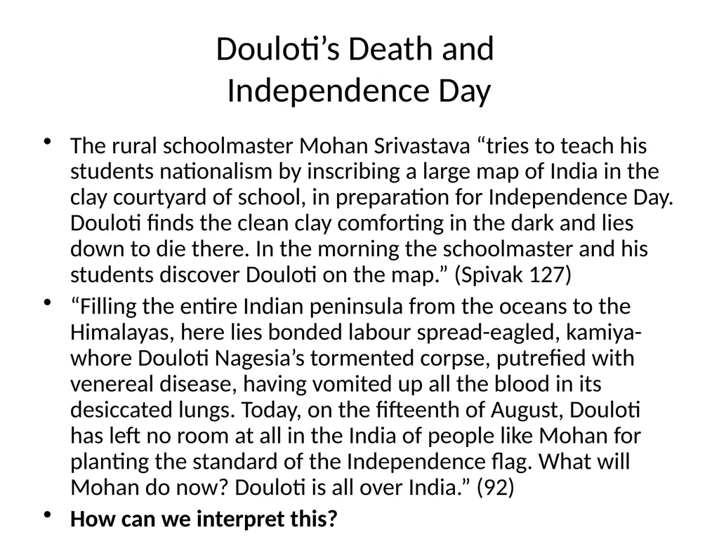 Subalternity, Solidarity and Experience Week 1: - slide 12 of 15