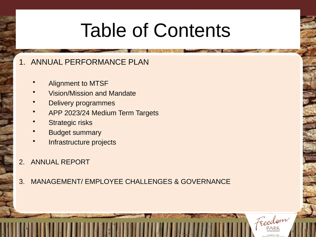 BRIEFING ON APP / ANNUAL REPORT / MANAGEMENT/ - slide 2 of 28