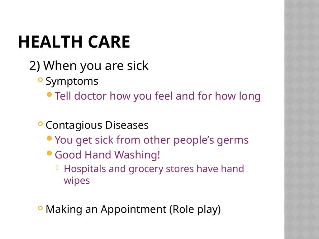 Staying Healthy An English Learner’s guide to - slide 6 of 34