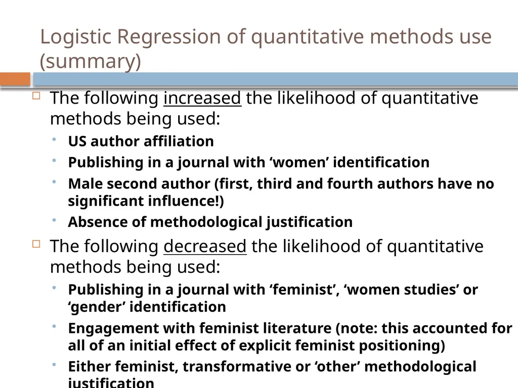 Do feminists use quantitative methods? a Content - slide 9 of 10