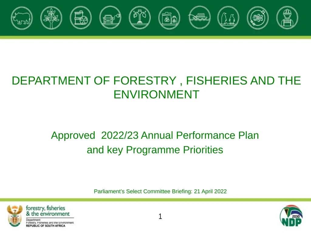 DEPARTMENT OF FORESTRY , FISHERIES AND THE