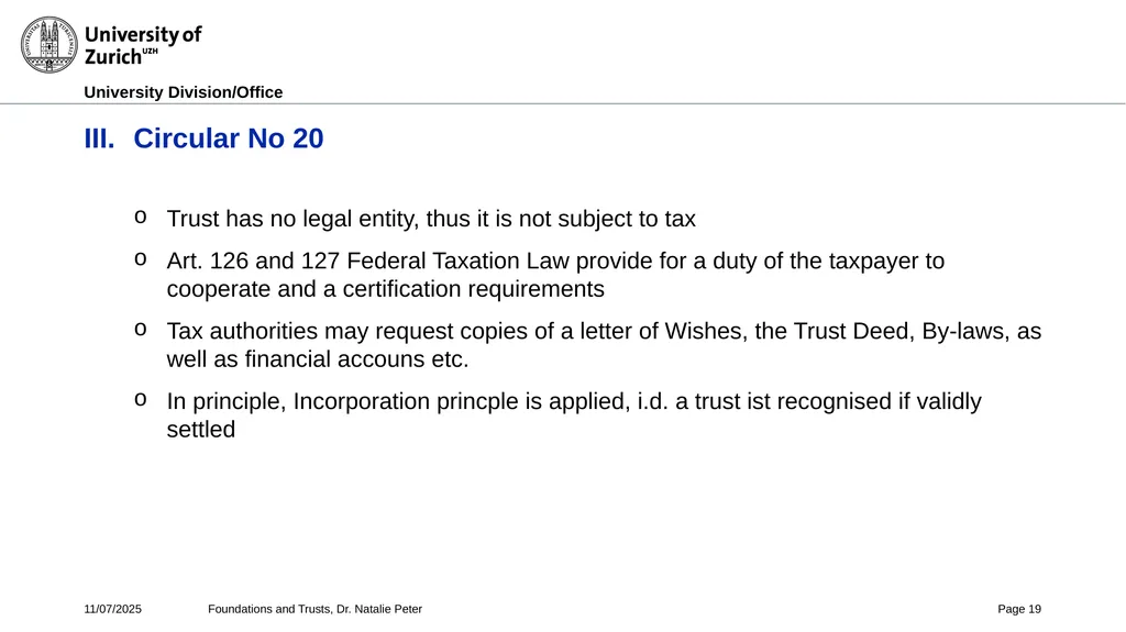 Foundations and Trusts Block 3 – Part II Spring - slide 19 of 61