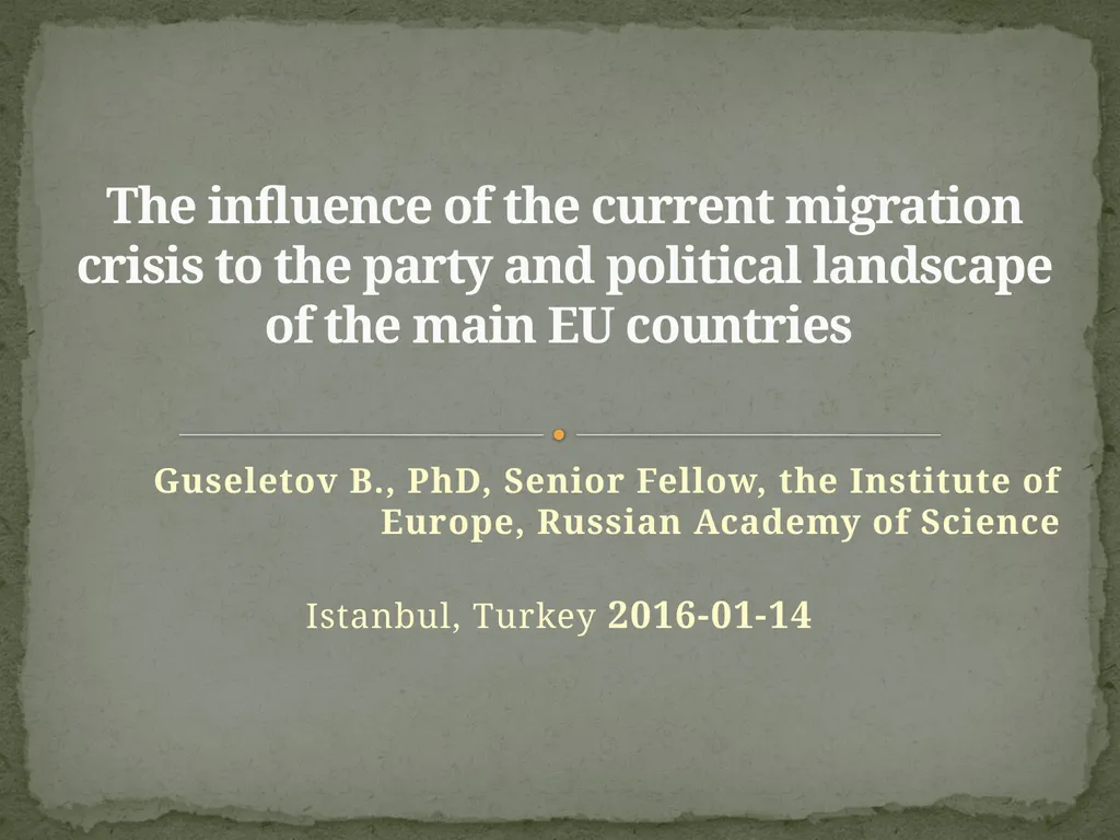 Guseletov B., PhD, Senior Fellow, the Institute of