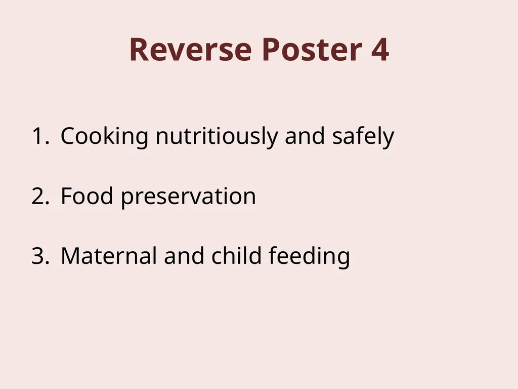 Reverse Poster 4 Cooking nutritiously and safely