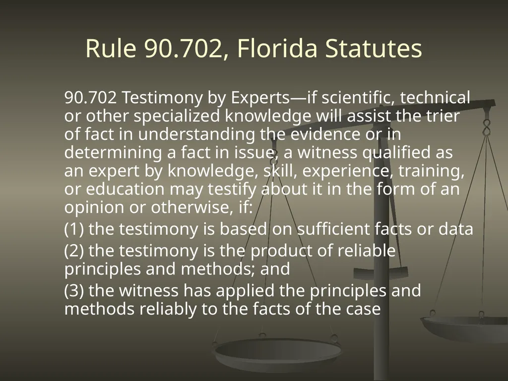 DAUBERT IN FLORIDA: ONE YEAR LATER July 18, 2014 - slide 6 of 30
