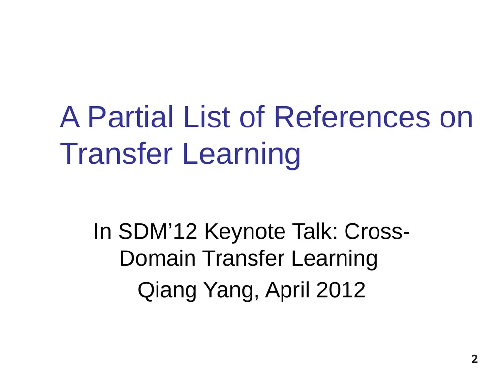 5/20/12 1 Transfer of Learning References - slide 2 of 18