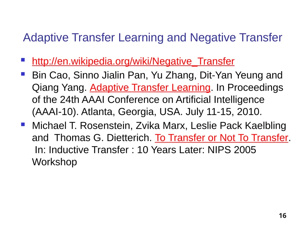 5/20/12 1 Transfer of Learning References - slide 16 of 18
