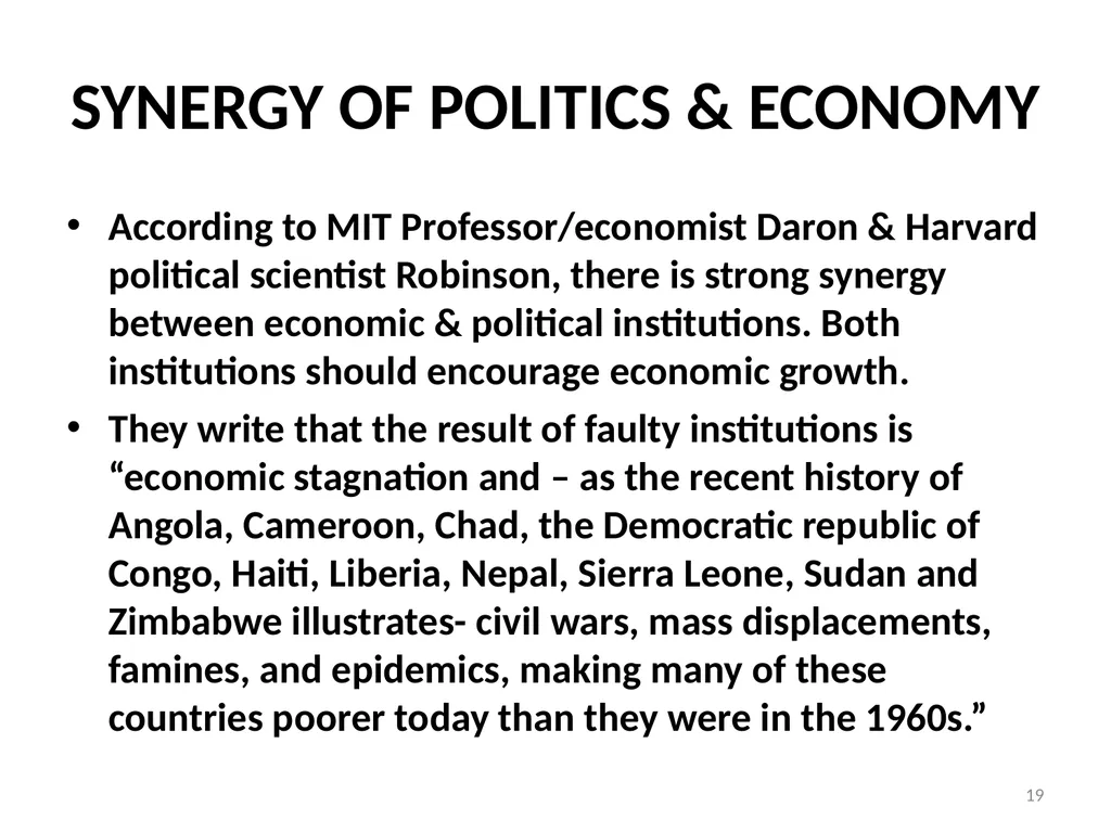Role of Politics and Governance in Socioeconomic - slide 19 of 22
