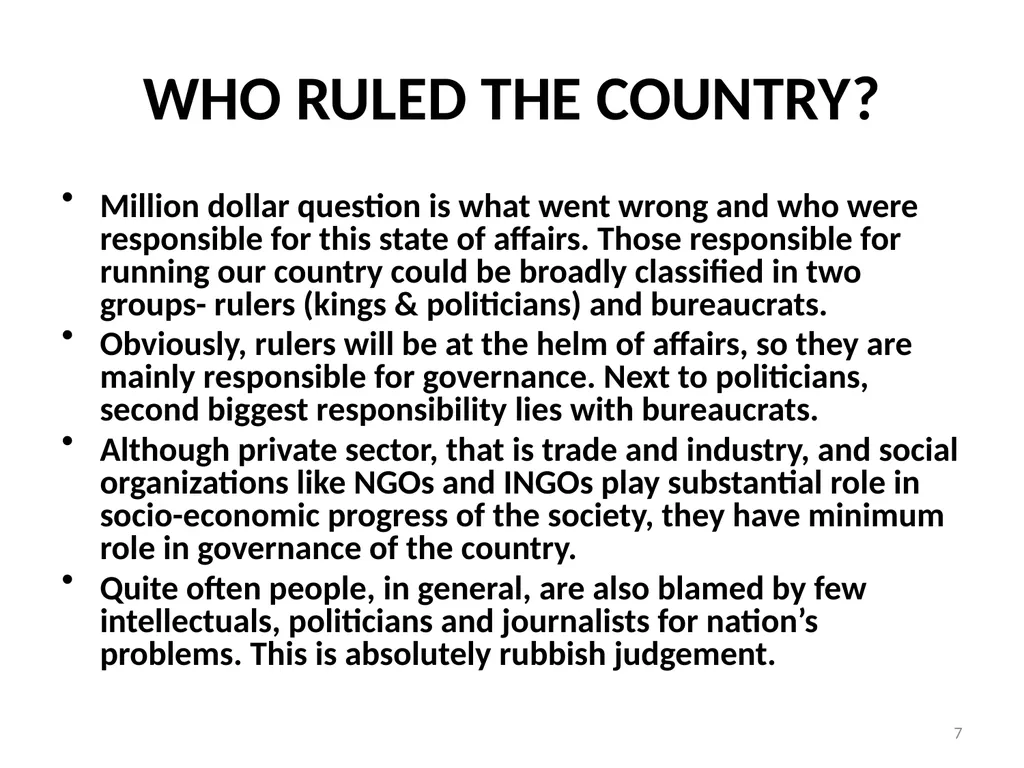Role of Politics and Governance in Socioeconomic - slide 7 of 22