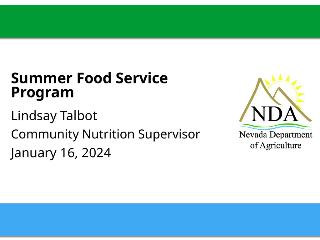 Summer Food Service Program Lindsay Talbot - slide 1 of 9