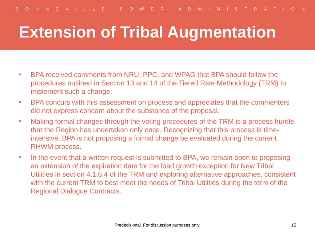 RHWM Process Workshop BP-22 Rate Period – Draft - slide 15 of 33