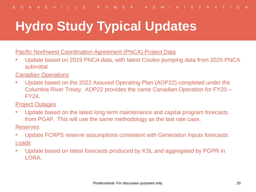 RHWM Process Workshop BP-22 Rate Period – Draft - slide 20 of 33