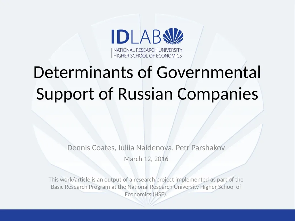 Determinants of Governmental Support of Russian - slide 1 of 21