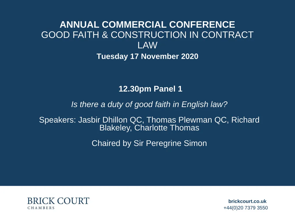 ANNUAL COMMERCIAL CONFERENCE GOOD FAITH &