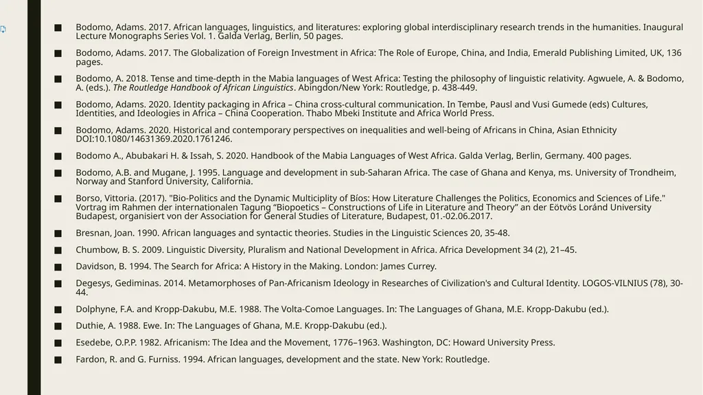 Linguistic Pan-Africanism as a Global Future: - slide 65 of 72