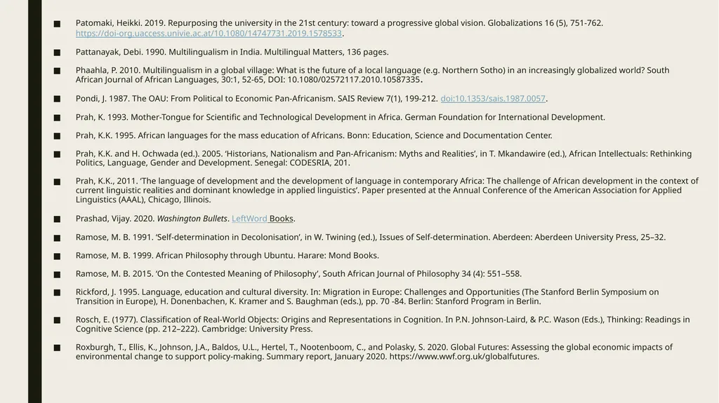 Linguistic Pan-Africanism as a Global Future: - slide 69 of 72