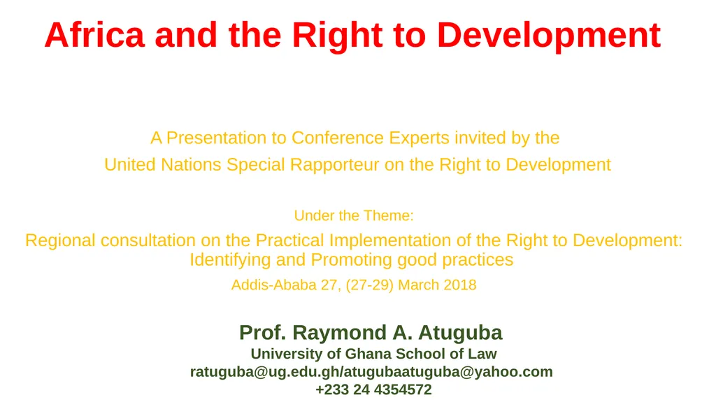 Africa and the Right to Development A Presentation