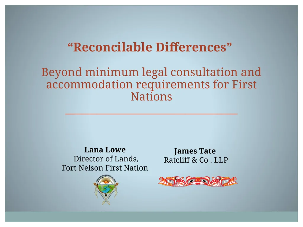 “Reconcilable Differences” Beyond minimum legal - slide 1 of 48