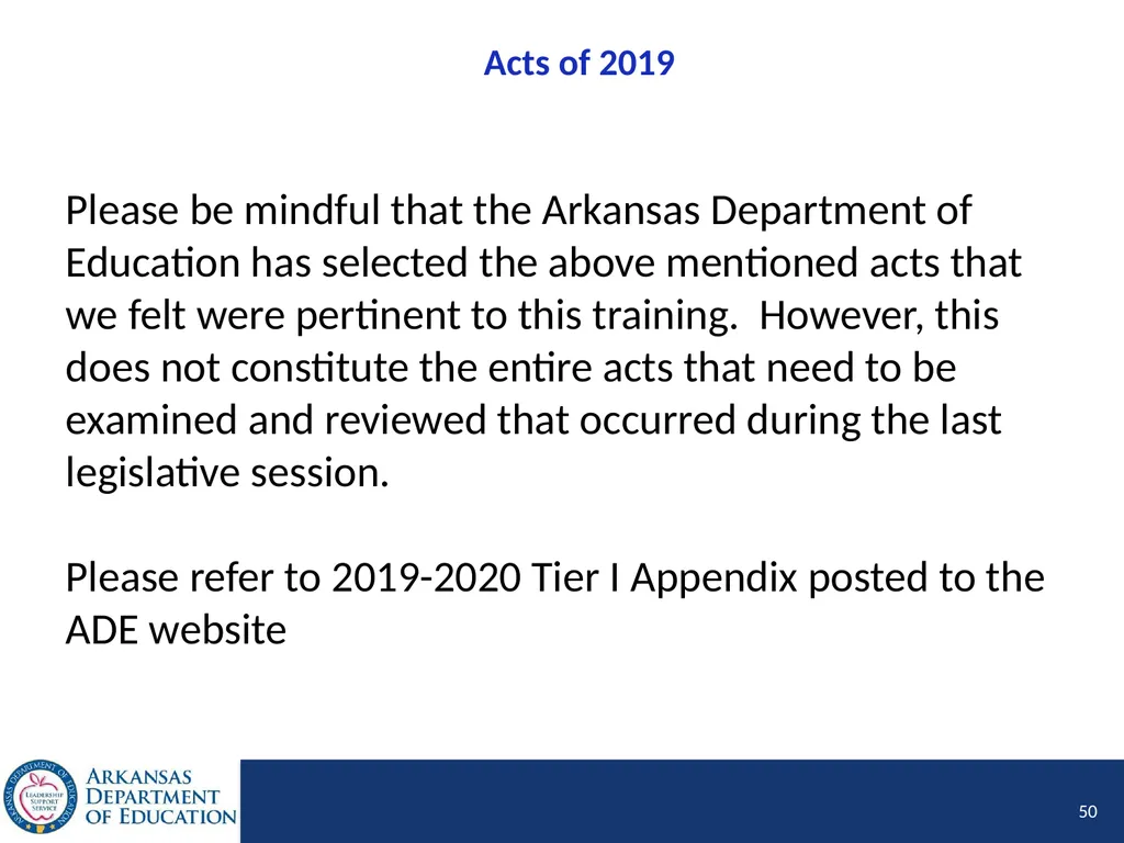 Tier I Annual Update Fiscal Year 2020 1 Tier I - slide 50 of 207