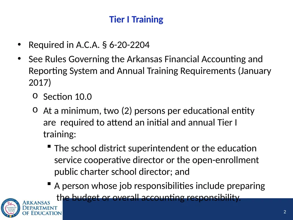 Tier I Annual Update Fiscal Year 2020 1 Tier I - slide 2 of 207