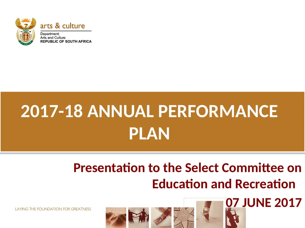 2017-18 ANNUAL PERFORMANCE PLAN Presentation to - slide 1 of 74