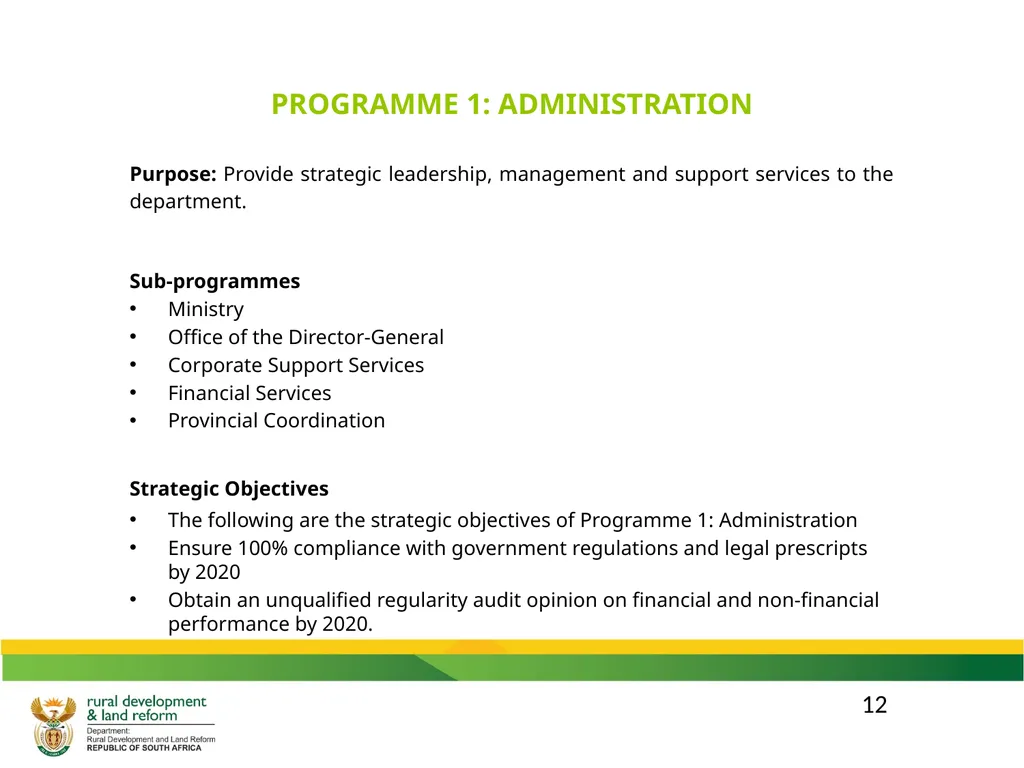 DRDLR 2019/20 QUARTER 2 ACTUAL ORGANISATIONAL - slide 12 of 46